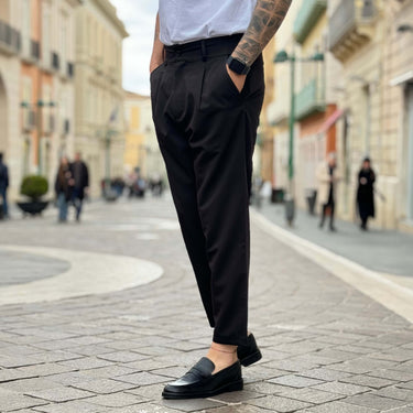 Pantalone con bottone e coulisse nero - FLAG STORE
